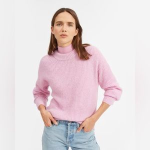 Everlane Alpaca Crew Sweater Oversized Airy Knit Balloon Sleeves in Pink